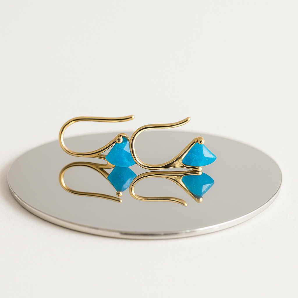 Gold and blue earrings