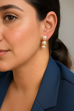Golden Clustered Pearl Stud Earrings from TreasureDrum Jewellery