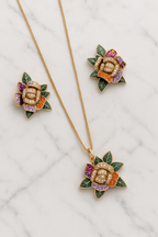 Floral jewelry set with pendant and earrings