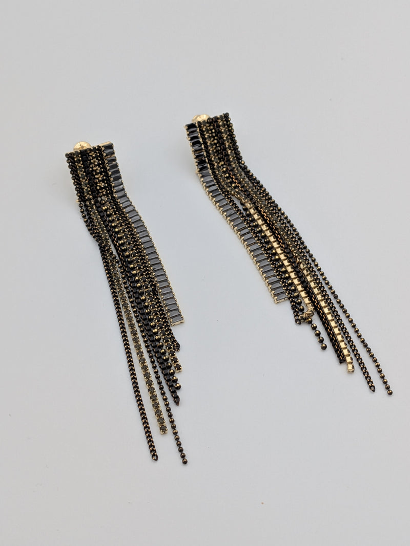 Midnight Cascade Fringe Earrings