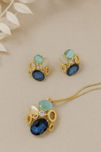 Jewelry set with blue and green gemstones 