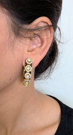 Royal Lotus Double-Sided Meena Earrings – reversible lotus earrings with enamel and pearls