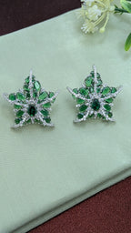 Emerald Nova Studs – green stone starburst stud with pavé zirconia
