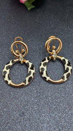 WildGlam Leopard Loop Earrings – rose gold hoops with leopard print enamel