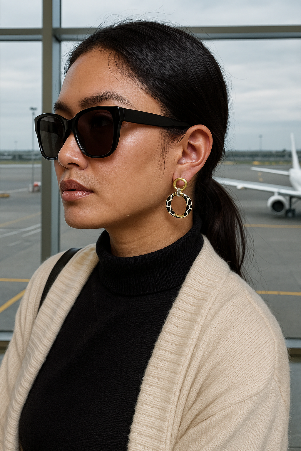 WildGlam Leopard Loop Earrings – rose gold hoops with leopard print enamel