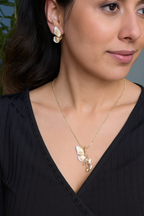Whispers of Wings Pendant Set – butterfly wing pendant in gold and blush with crystals