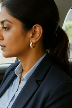Ivory Edge Enamel Hoops – white enamel hoops with gold accents