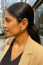 Ivory Edge Enamel Hoops – white enamel hoops with gold accents