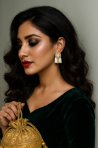 Kundan Studs – kundan center with CZ and maroon pearl accents