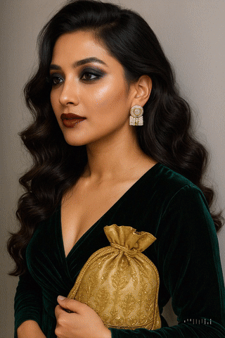 Kundan Studs – kundan center with CZ and maroon pearl accents