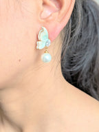 Iridescent Flutter Pearl Drops – enamel butterfly wings with pearl drop