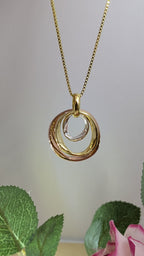 Trinity Loop Pendant Set – interlocking gold, rose gold, and silver rings