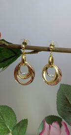 Trinity Loop Pendant Set – interlocking gold, rose gold, and silver rings