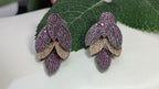 Rosélure Pavé Leaf Earrings – cascading leaf earrings with pink and ruby pavé