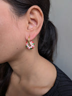 Phoolkari Meena Hoop Earrings – hand-enameled floral motifs on gold-tone hoops