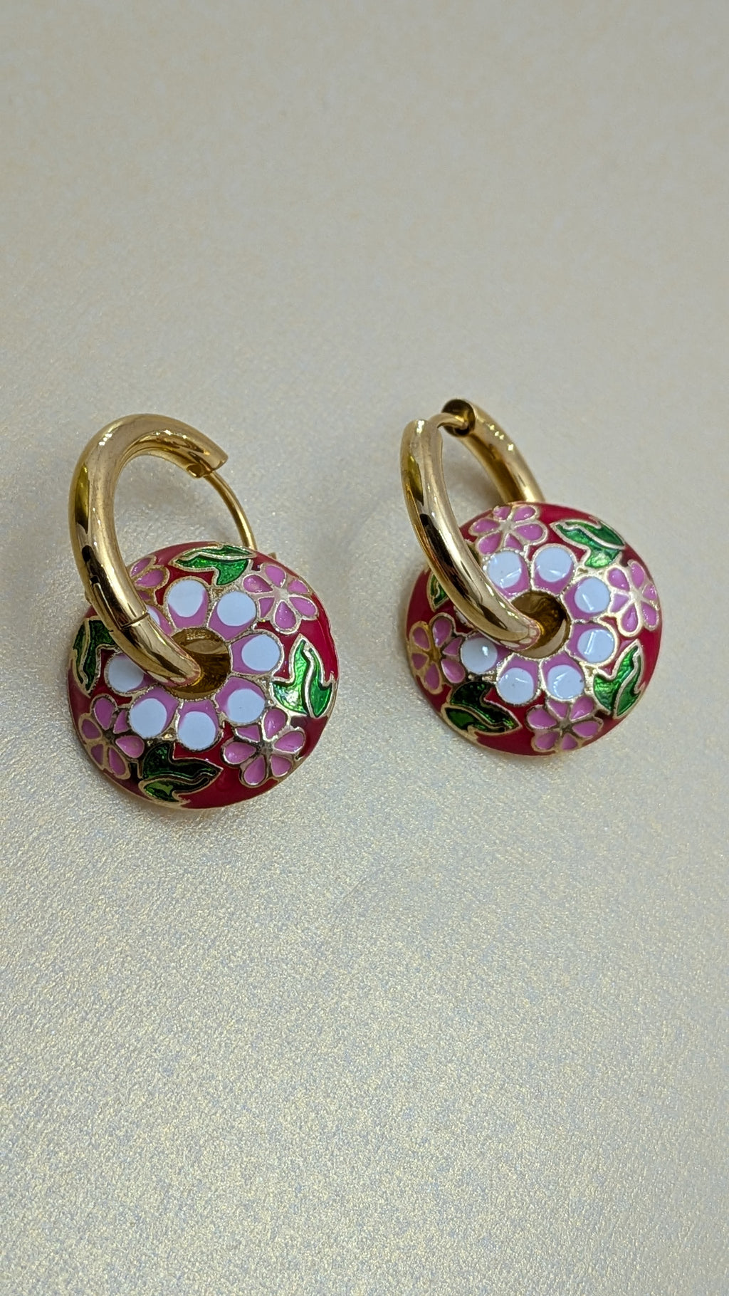 Phoolkari Meena Hoop Earrings – hand-enameled floral motifs on gold-tone hoops