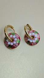 Phoolkari Meena Hoop Earrings – hand-enameled floral motifs on gold-tone hoops