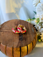 Garden Enamel Hoop Earrings – floral hand-painted earrings on glossy gold hoops