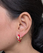 Garden Enamel Hoop Earrings – floral hand-painted earrings on glossy gold hoops