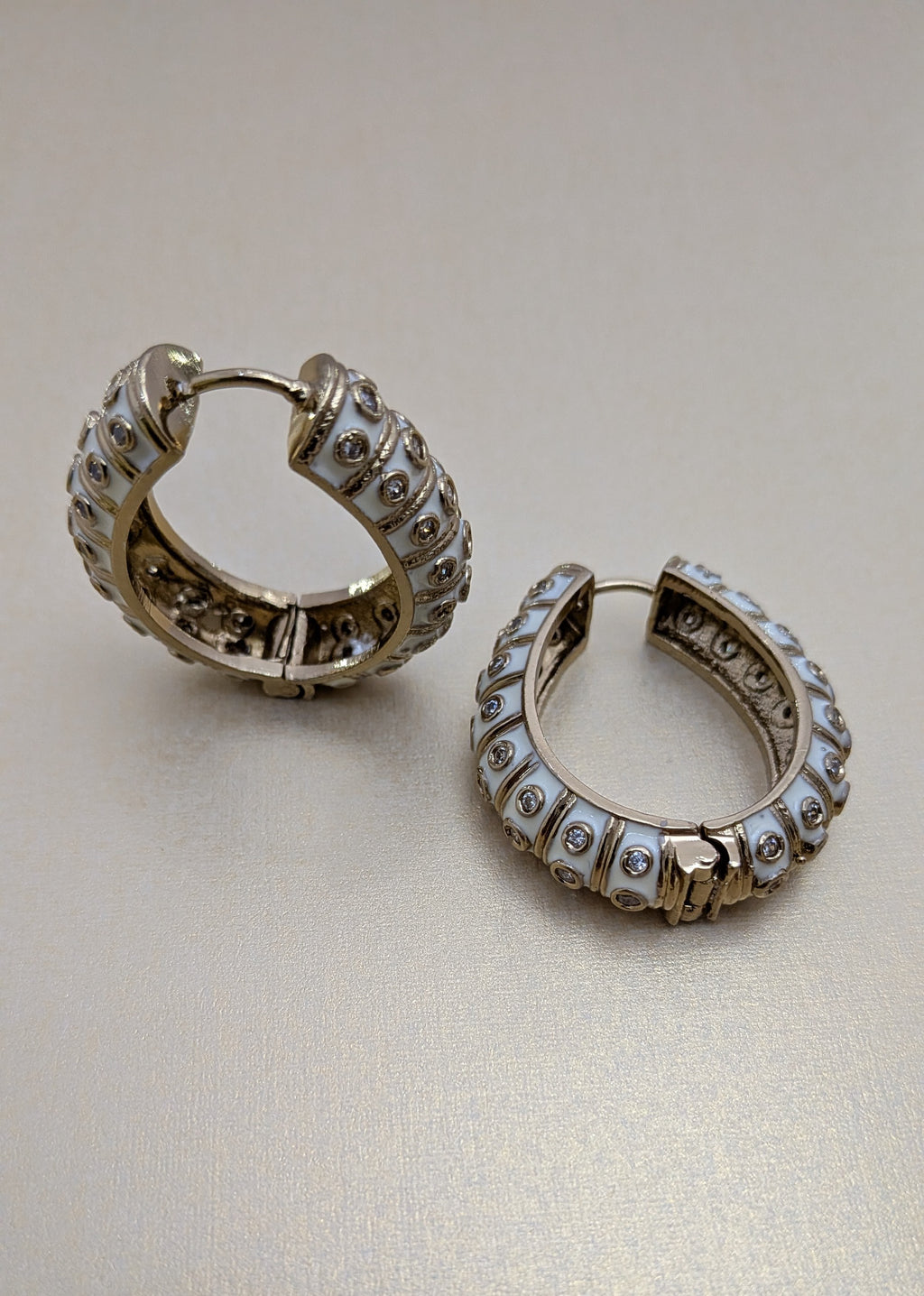 Carved Heritage Hoops – engraved floral hoop earrings with stone embellishments