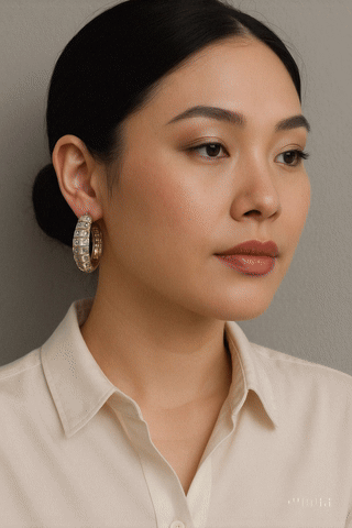 Carved Heritage Hoops – engraved floral hoop earrings with stone embellishments
