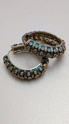 Carved Heritage Hoops – engraved floral hoop earrings with stone embellishments