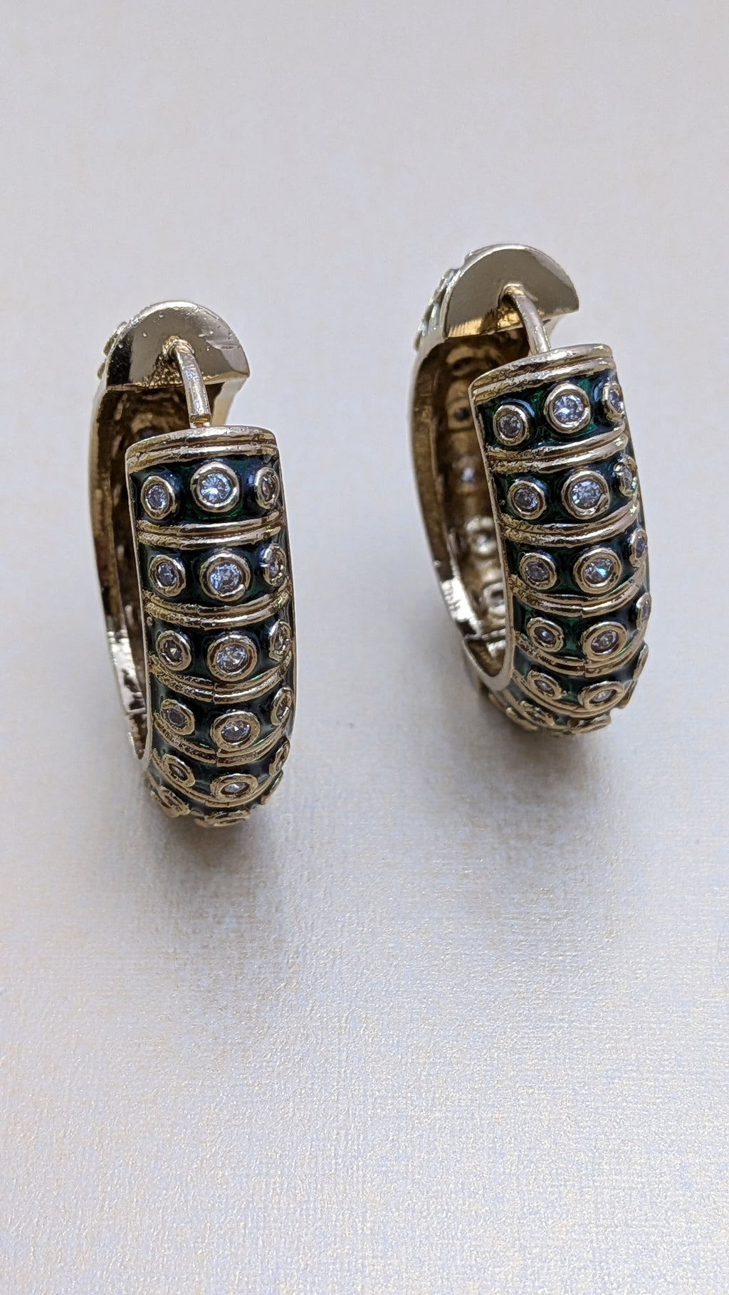 Carved Heritage Hoops – engraved floral hoop earrings with stone embellishments