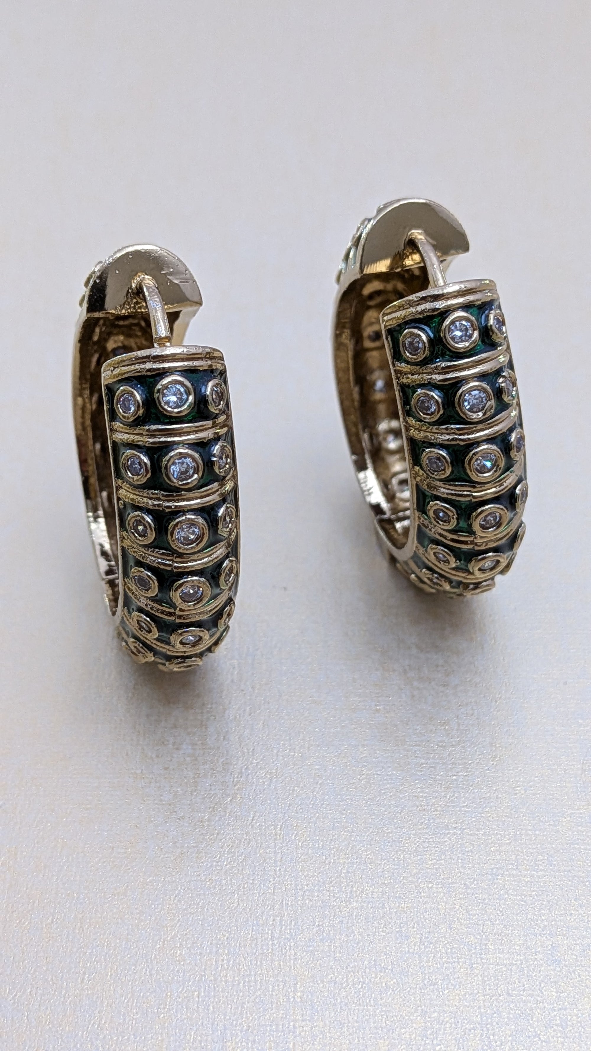 Carved Heritage Hoops – engraved floral hoop earrings with stone embellishments