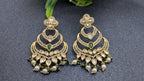 Sitara Chandbalis – chandbali earrings with emerald teardrops, zircon layers, and pearl danglers