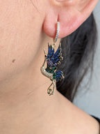 Celestia Flight Earrings – bird-shaped earrings in sapphire, emerald and crystal stones with zircon hoop
