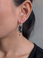 Celestia Flight Earrings – bird-shaped earrings in sapphire, emerald and crystal stones with zircon hoop