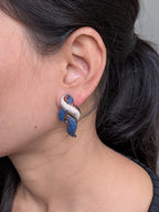 Sapphire Drift Earrings – fluid swirl of sapphire blue and white stones