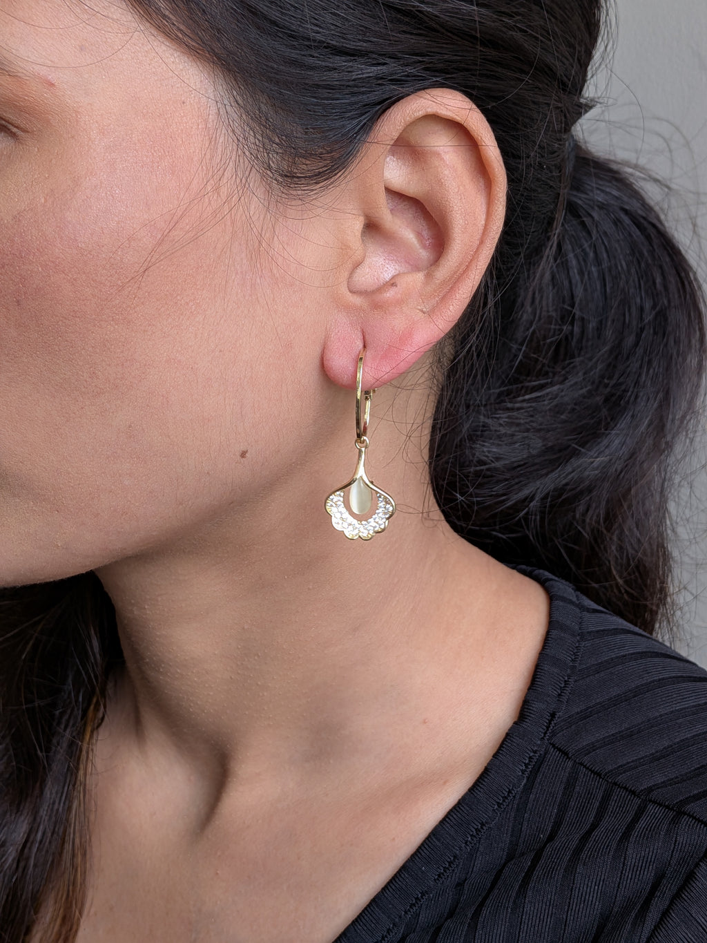 Viola Bloom Convertible Earrings – violet enamel flower with crystal motifs and gold tassels