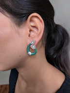 Emerald Grace Studs – emerald-toned teardrop with pavé crystals and pear-shaped tops