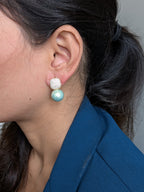 Crystal Luxe Drop Earrings – zirconia square top with enamel-finish pearl drops