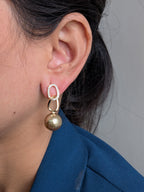 Pearl a Link Drop Earrings – gold zircon links with pearl drops