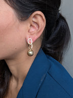 Pearl a Link Drop Earrings – gold zircon links with pearl drops