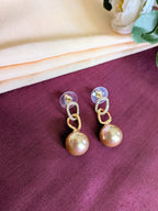 Pearl a Link Drop Earrings – gold zircon links with pearl drops