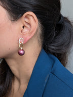 Pearl a Link Drop Earrings – gold zircon links with pearl drops