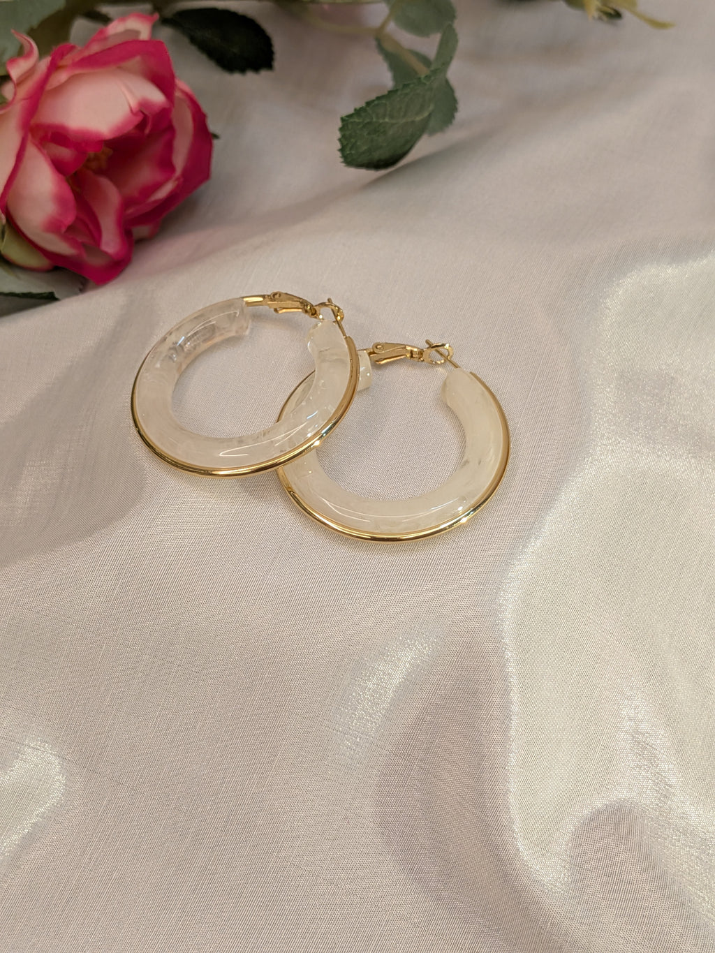 LuxeTint Enamel Hoop Earrings – pastel enamel hoops with golden edging