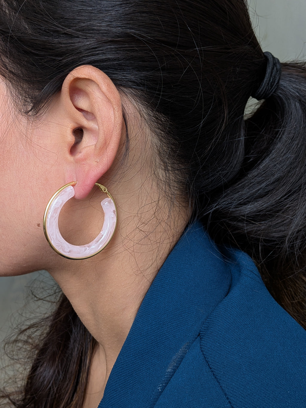 LuxeTint Enamel Hoop Earrings – pastel enamel hoops with golden edging