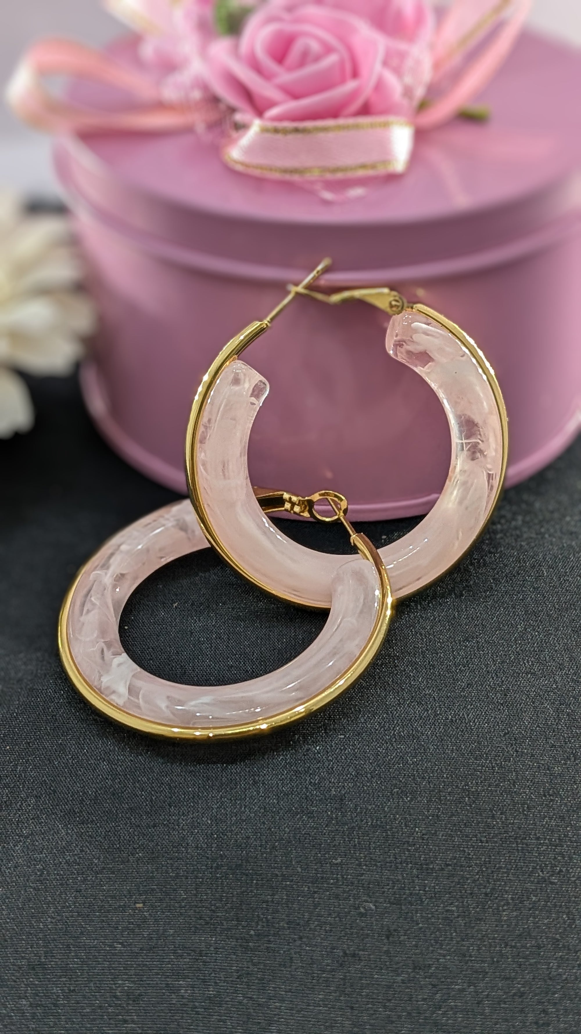 LuxeTint Enamel Hoop Earrings – pastel enamel hoops with golden edging