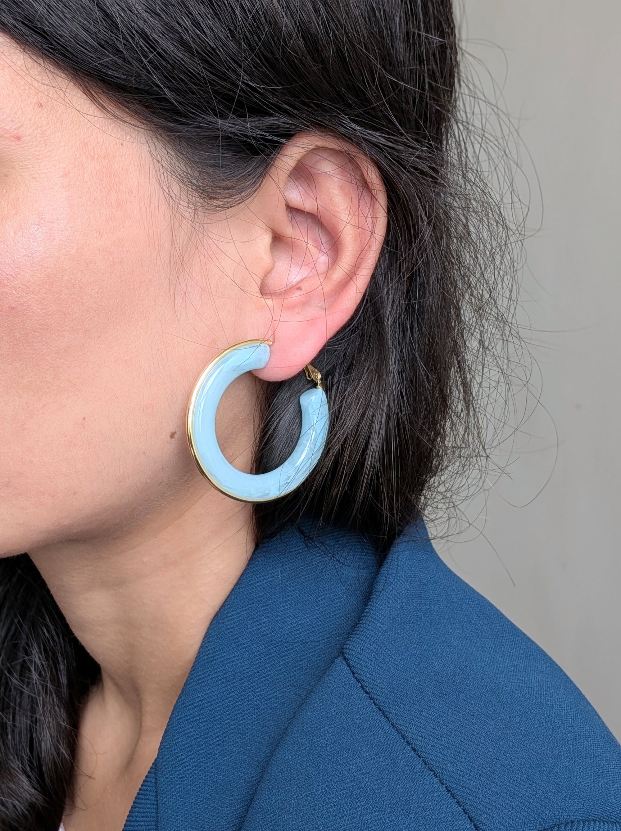 LuxeTint Enamel Hoop Earrings – pastel enamel hoops with golden edging