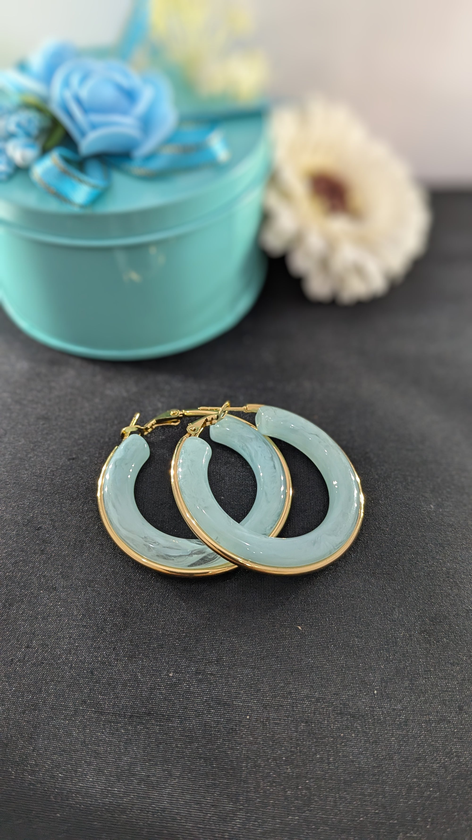 LuxeTint Enamel Hoop Earrings – pastel enamel hoops with golden edging