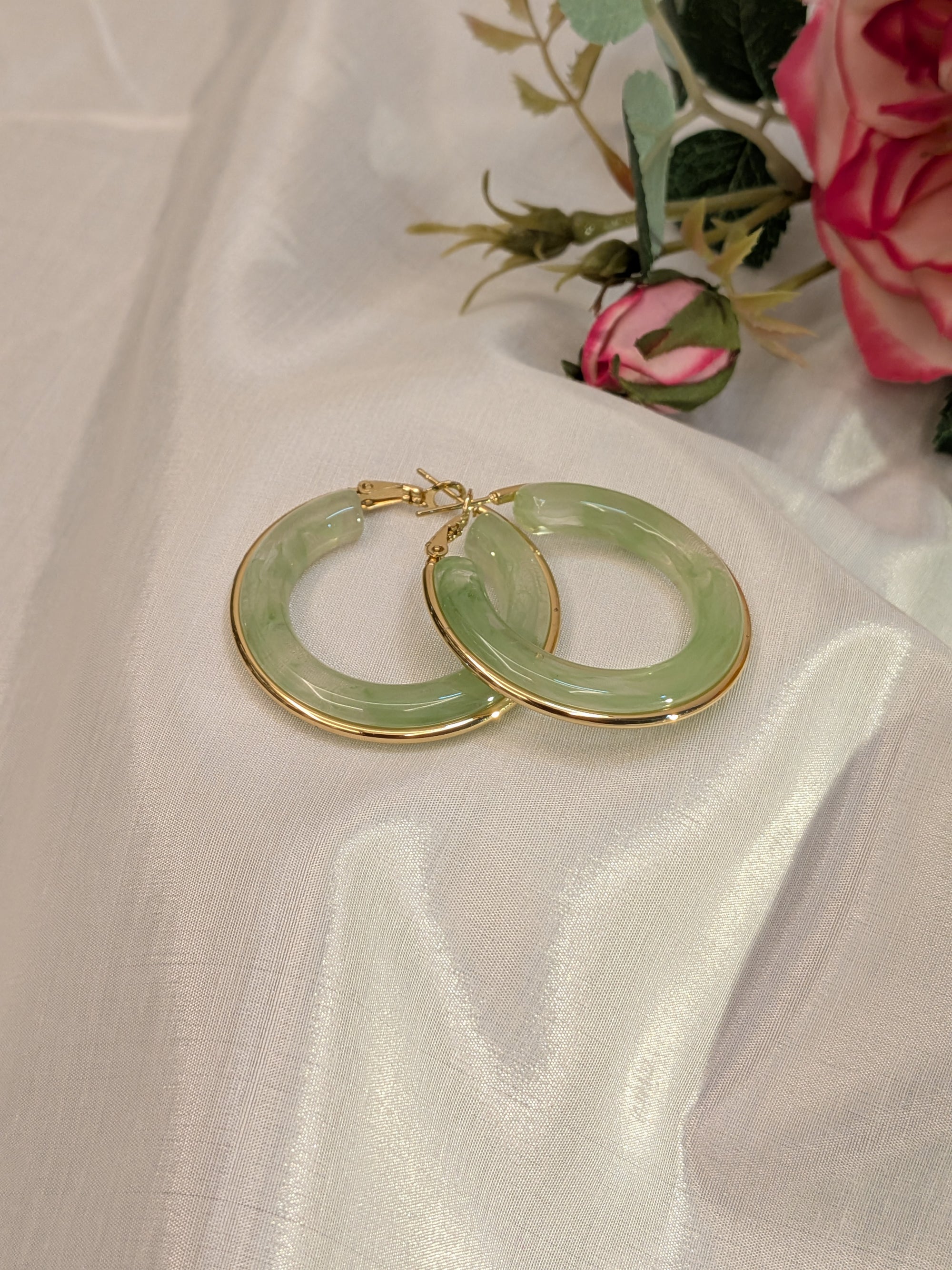 LuxeTint Enamel Hoop Earrings – pastel enamel hoops with golden edging
