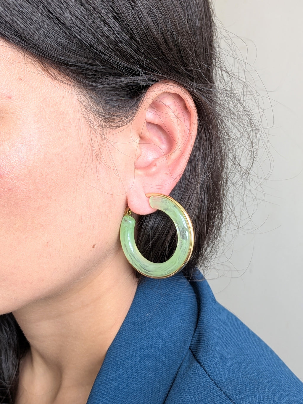 LuxeTint Enamel Hoop Earrings – pastel enamel hoops with golden edging