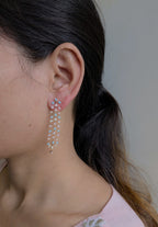 Pastel Bloom Vine – cascading pastel pink and blue stone earrings in gold tone