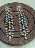 Pastel Bloom Vine – cascading pastel pink and blue stone earrings in gold tone