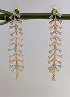 Pastel Bloom Vine – cascading pastel pink and blue stone earrings in gold tone