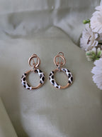WildGlam Leopard Loop Earrings – rose gold hoops with leopard print enamel